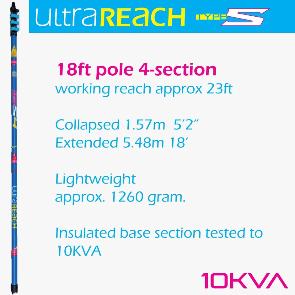 UltraReach 18S Non-Anti-Spin 4-Section 18ft Window Cleaning Pole