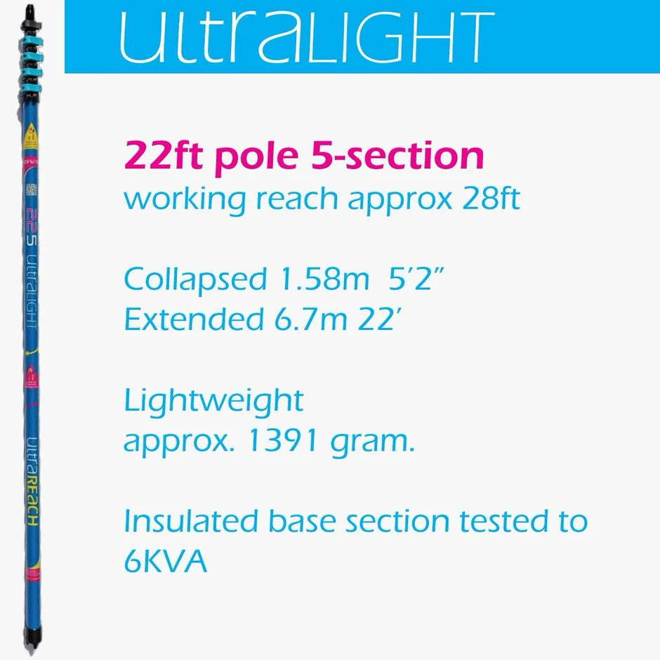 Ultra Light S Non-Anti-Spin 5-Section 22ft Window Cleaning Pole