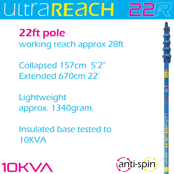 **SPECIAL** 22R Anti-Spin 5-Section 22ft Window Cleaning Pole