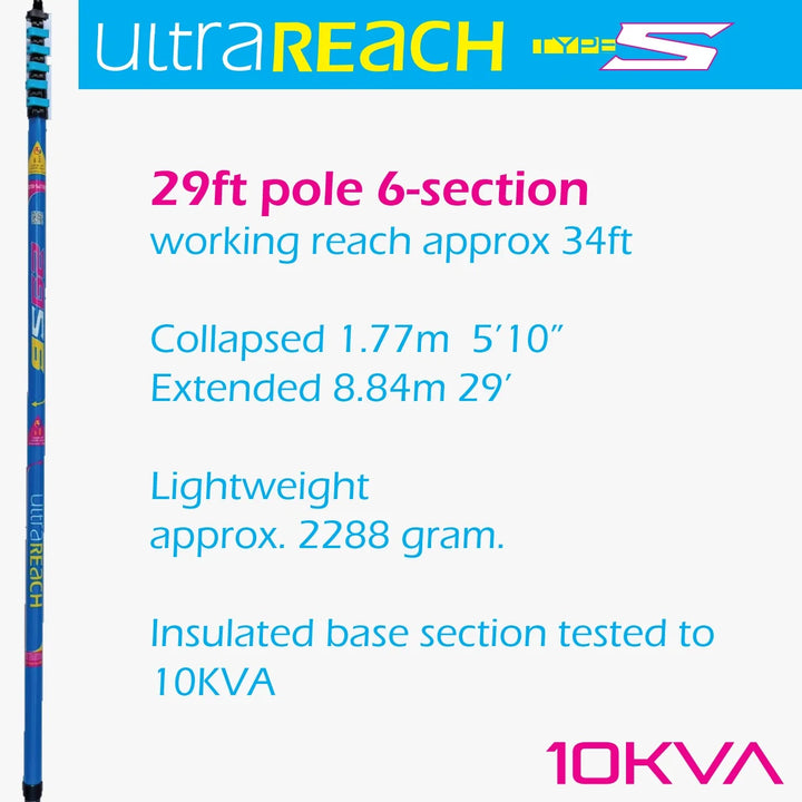 UltraReach 29S Non-Anti-Spin 6-Section 29ft Window Cleaning Pole