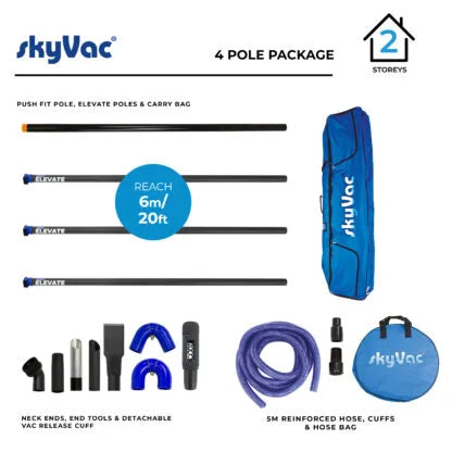 skyVac® Elevate 44mm External Suction Clamped Pole Package
