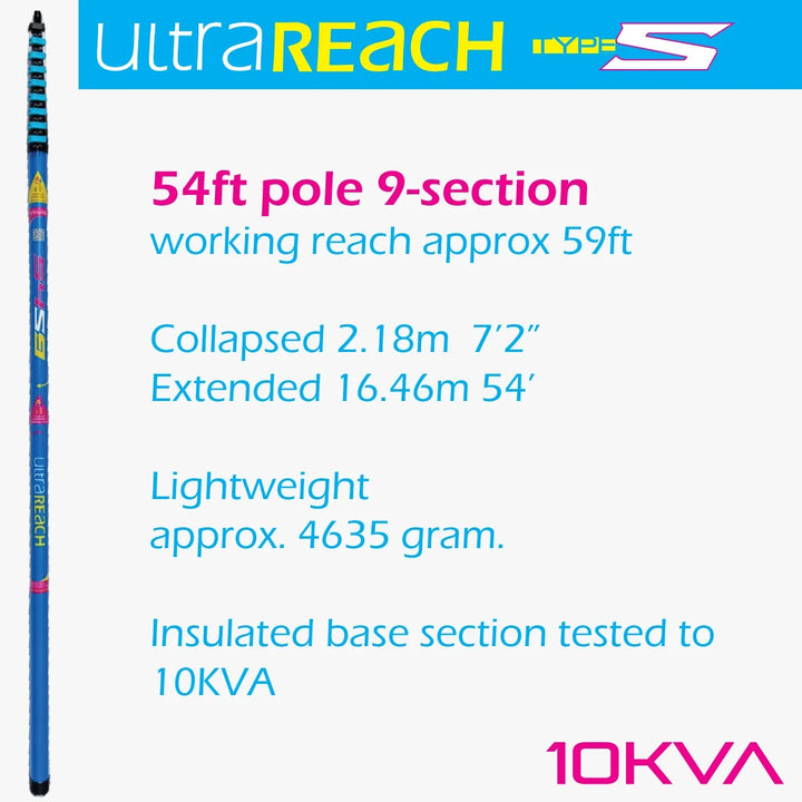 UltraReach 54S Non-Anti-Spin 9-Section 54ft Window Cleaning Pole