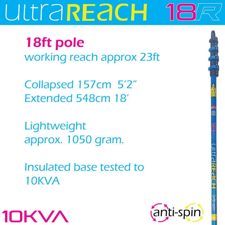 UltraReach 18R Anti-Spin 4-Section 18ft Window Cleaning Pole