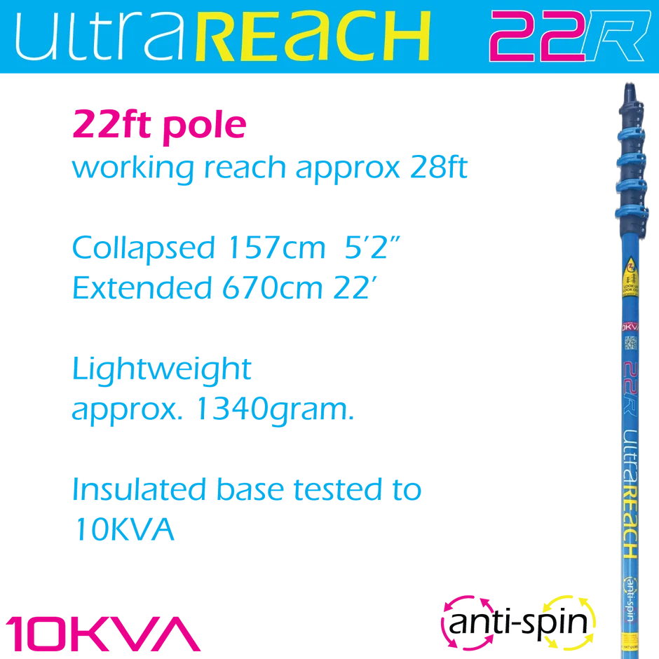 **SPECIAL** 22R Anti-Spin 5-Section 22ft Window Cleaning Pole